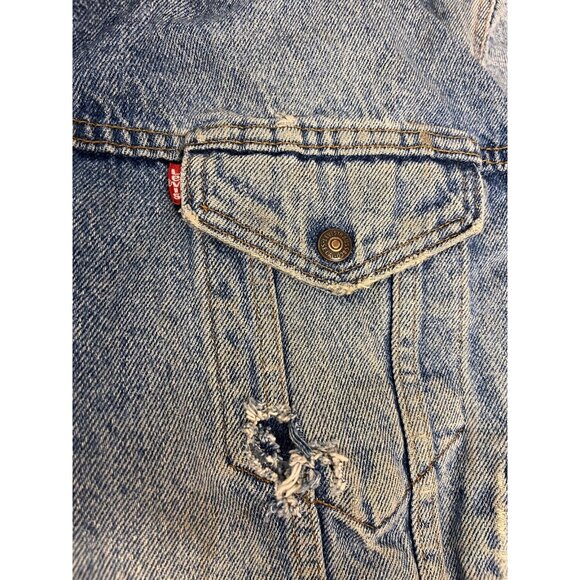 Vintage Men's Levi's Authentic 1850 Sherpa Distressed Denim Jacket Sz. M - Picture 4 of 6